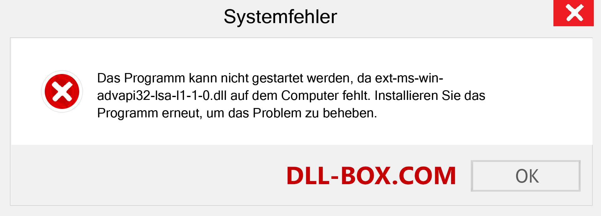 ext-ms-win-advapi32-lsa-l1-1-0.dll-Datei fehlt?. Download für Windows 7, 8, 10 - Fix ext-ms-win-advapi32-lsa-l1-1-0 dll Missing Error unter Windows, Fotos, Bildern